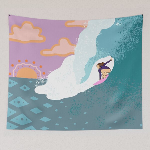 Item preview, Surfing Art Tapestry designed and sold by Cool Gal, Cool Cats.