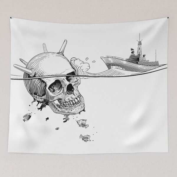 Item preview, SEA MINE-SKULL AND WARSHIP designed and sold by Gopasha.