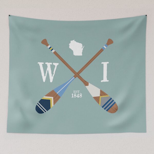 Item preview, Paddle WI, Wisconsin Lake Life Painted Oars designed and sold by GreatLakesLocal.