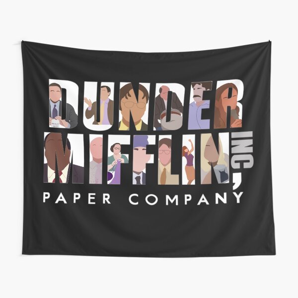 Dunder mifflin ink logo with characters Tapestry
