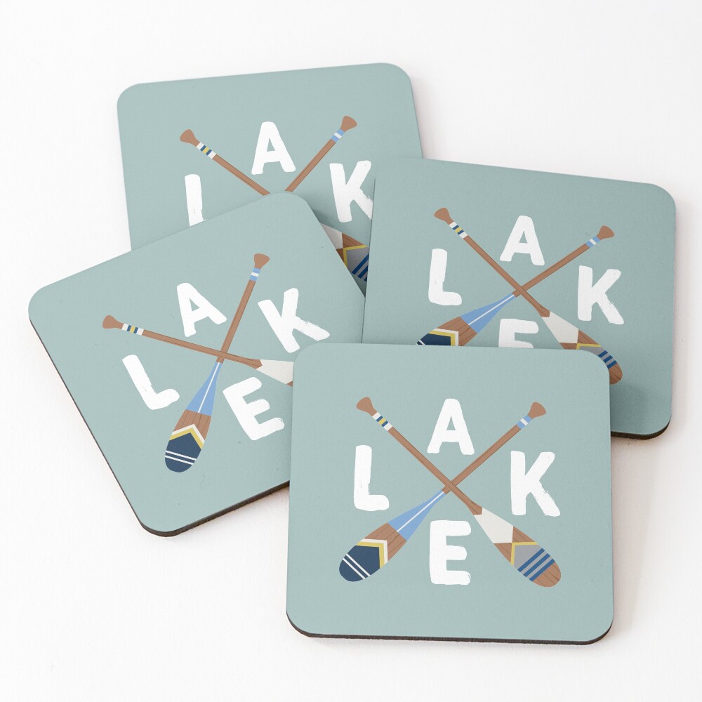 LAKE Life Painted Paddle Oars Coasters (Set of 4)