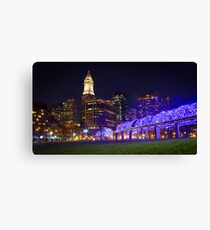 Christopher Columbus Park, Boston, Night Canvas Print