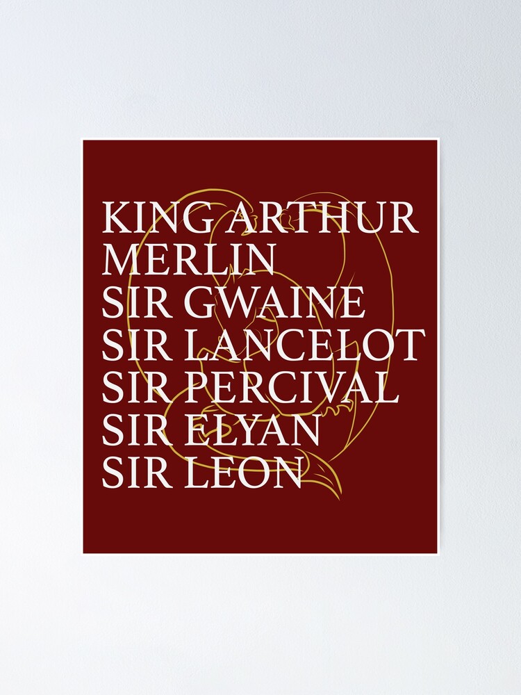 "Camelot Legend Names with Dragon" Poster by DreamerJournal | Redbubble