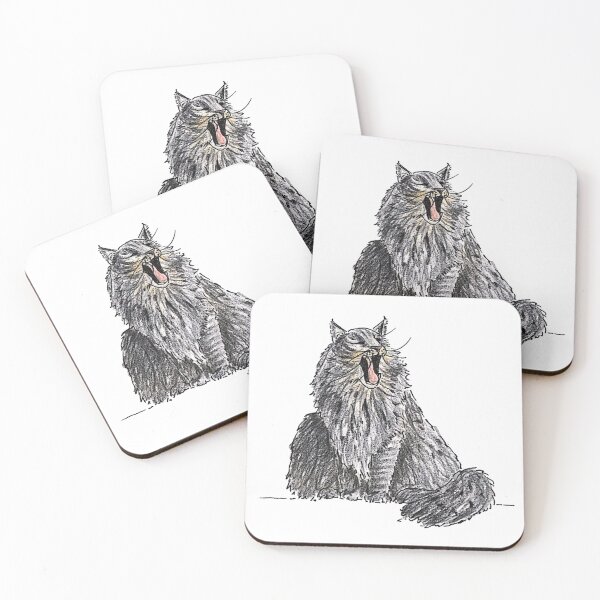 Item preview, Illustrated Long-hair Grey Cat  designed and sold by BusyBee Argentina.