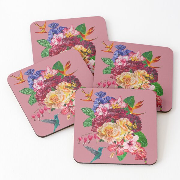 Item preview, Tropical Flowers with Hummingbird, Rose Gold designed and sold by EmilyDewsnap.