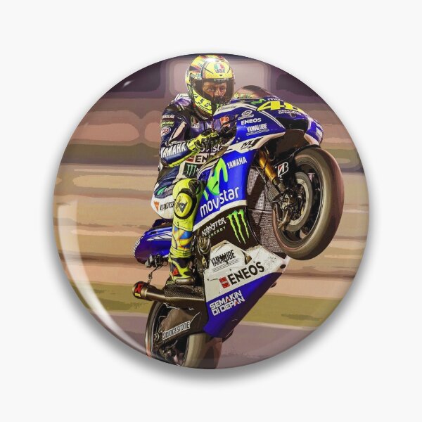 Valentino Rossi making a wheelie 3 Abstract Pin