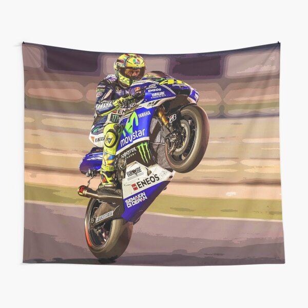Valentino Rossi macht einen Wheelie 3 Abstract Wandbehang