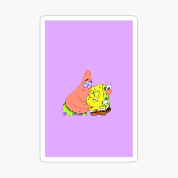 Spongebob and Patrick crying purple Sticker
