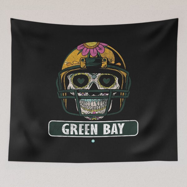 Aperçu de l'œuvre Football américain - Cadeau de football de crâne de Green Bay créée et vendue par woormle.