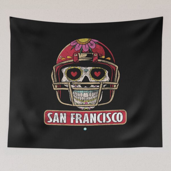 Aperçu de l'œuvre Football américain - Cadeau de football crâne de San Francisco créée et vendue par woormle.