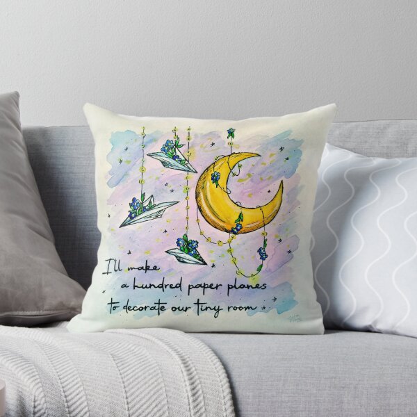 Little Miss Why So | Paper Planes & Forget-Me-Nots | Inspired by The Amazing Devil Throw Pillow