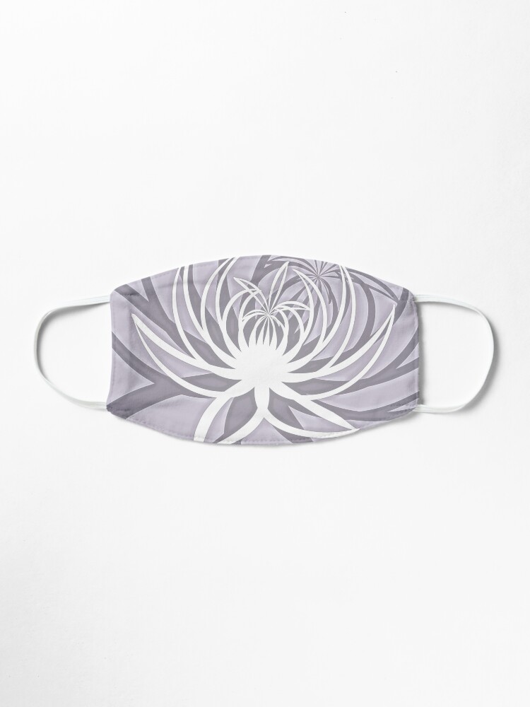 Alternate view of White Lily on Light Rose Quartz Minimalist Flower Print Mask