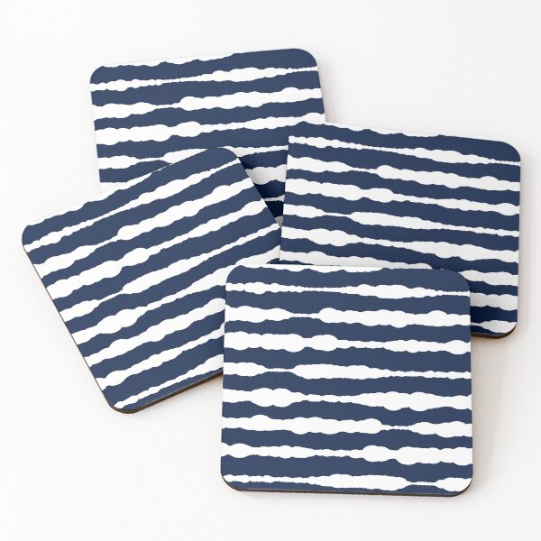 Item preview, Macramé Stripes Minimalist Pattern in White and Nautical Navy Blue designed and sold by kierkegaard.