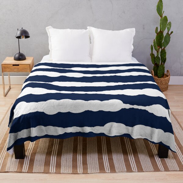 Item preview, Macramé Stripes Minimalist Pattern in White and Nautical Navy Blue designed and sold by kierkegaard.