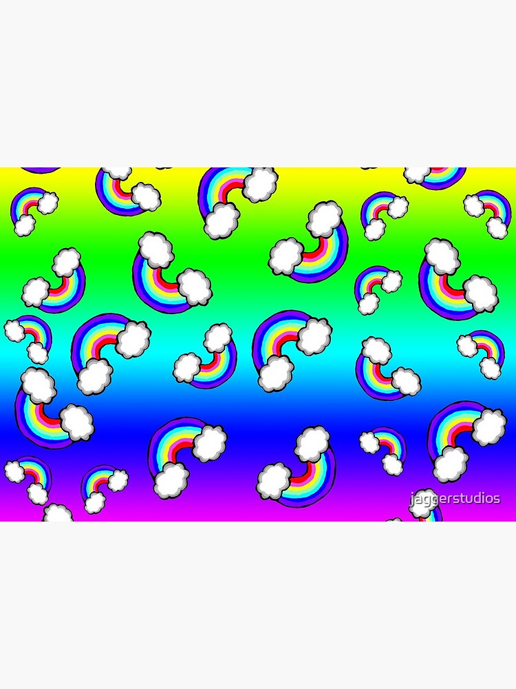Falling Rainbows On Rainbow Background by jaggerstudios