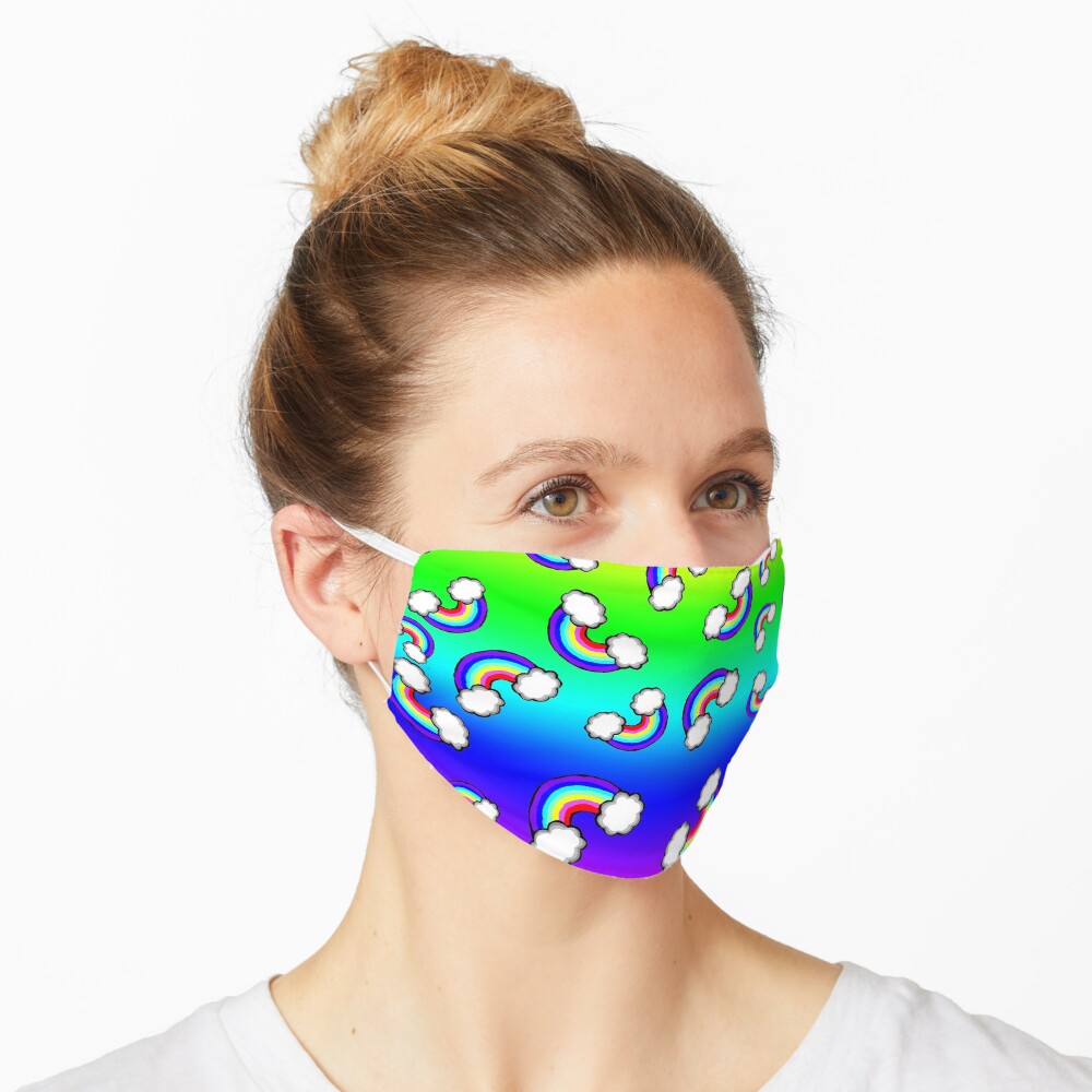 Falling Rainbows On Rainbow Background Mask