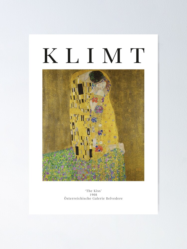 Aperçu 1 sur 3. Poster avec l'œuvre Le Baiser - Gustav Klimt - Affiche d'exposition créée et vendue par studiofrivolo.