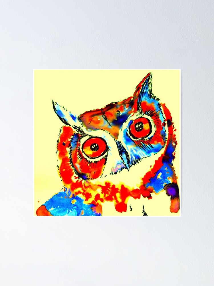 Thumbnail 1 of 3, Poster, Carnivowl the Owl designed and sold by curlyartcloud.