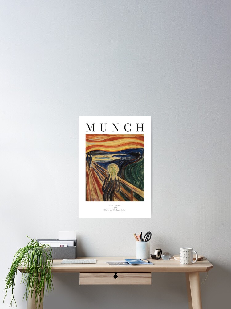 Aperçu 2 sur 3. Poster avec l'œuvre Le Cri - Edvard Munch - Affiche d'exposition créée et vendue par studiofrivolo.