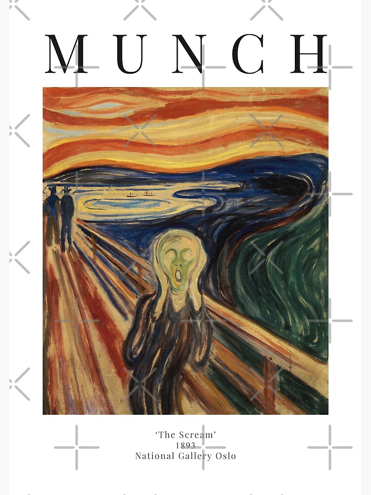 Aperçu 3 sur 3. Poster avec l'œuvre Le Cri - Edvard Munch - Affiche d'exposition créée et vendue par studiofrivolo.