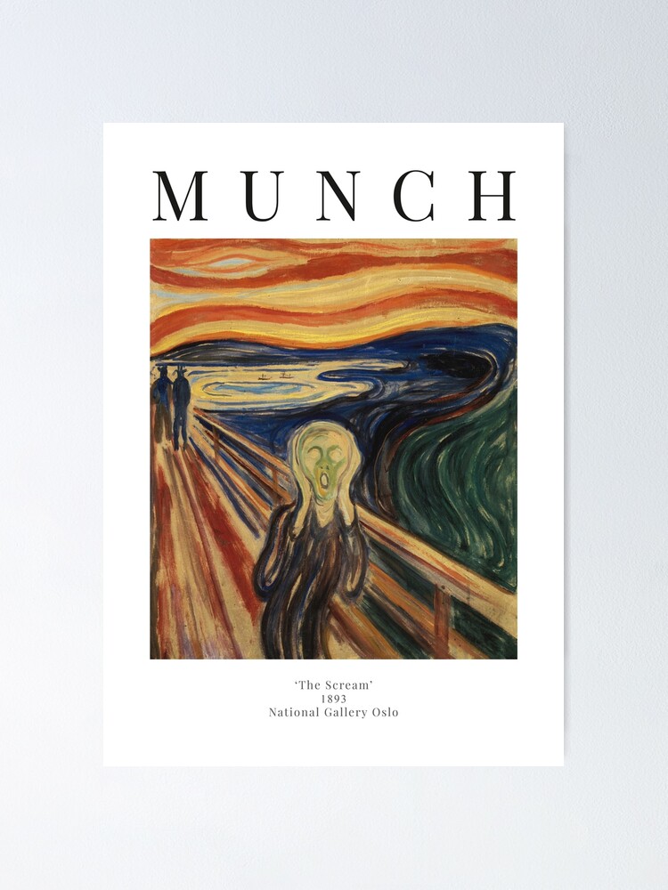 Aperçu 1 sur 3. Poster avec l'œuvre Le Cri - Edvard Munch - Affiche d'exposition créée et vendue par studiofrivolo.