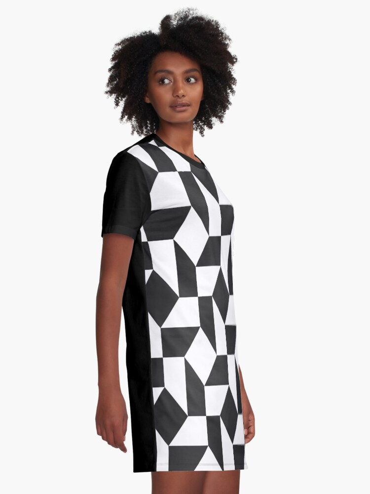 black and white geometric dress