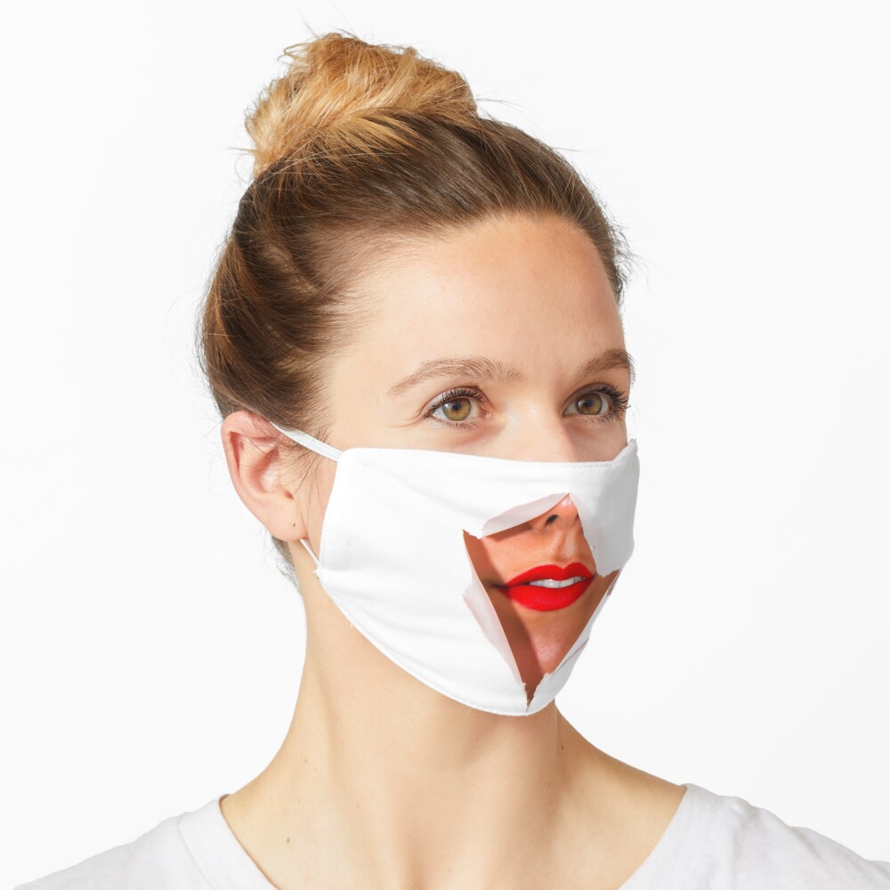 Red Lips Ripped Mask