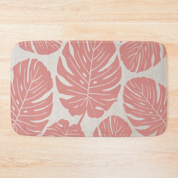 Item preview, Blush Pink Monstera in White Faux Linen designed and sold by Eva Camacho-Sanchez.