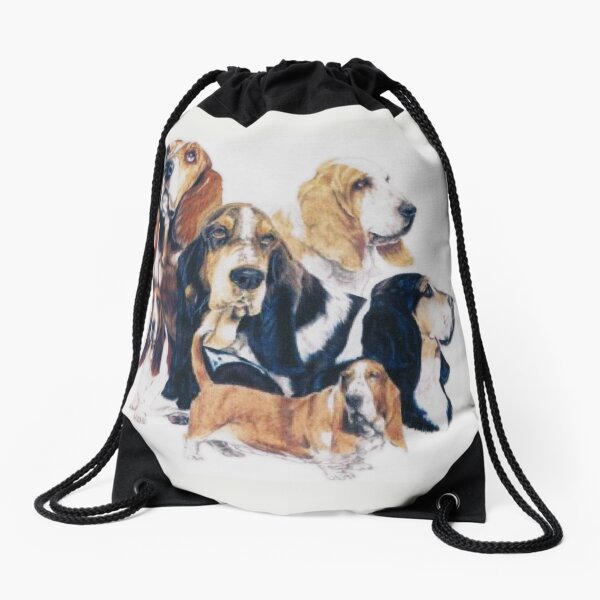 Basset Hound Montage Drawstring Bag