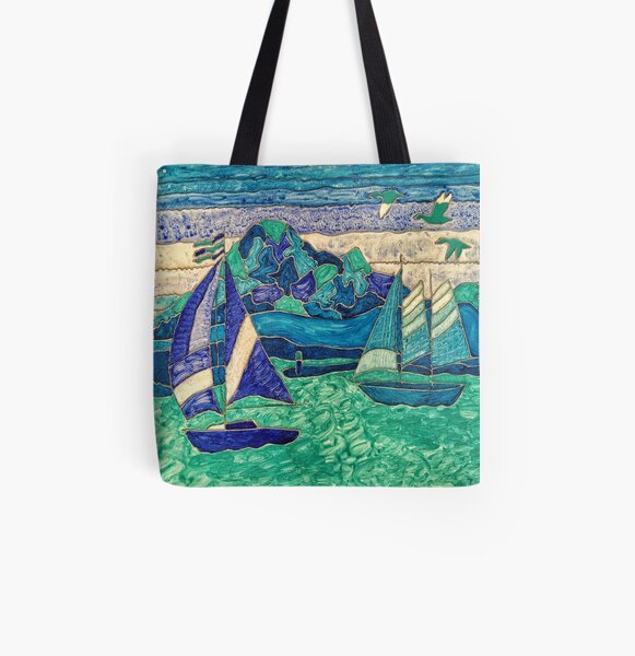 CUTE SAIL BOATS FUNNY QUOTE All Over Print Tote Bag