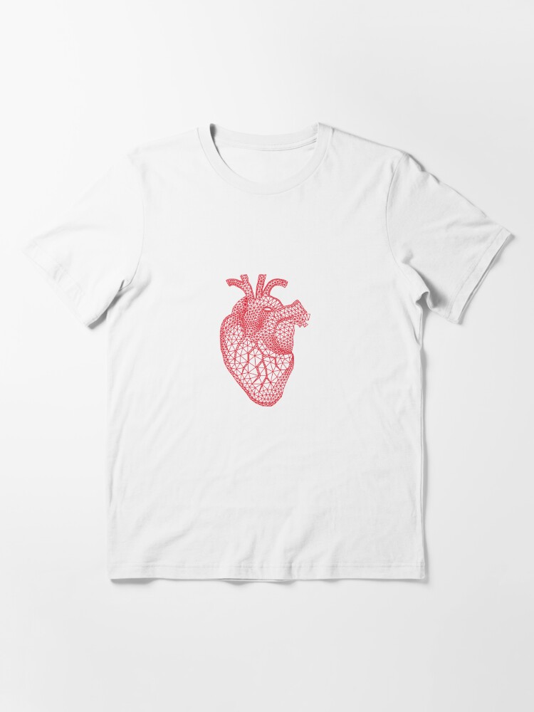 red human heart with geometric mesh pattern Art Print for Sale by
