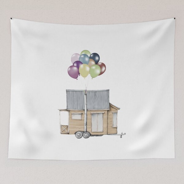 Item preview, Up Tiny House On Wheels With Balloons In The Chimney designed and sold by iosta.
