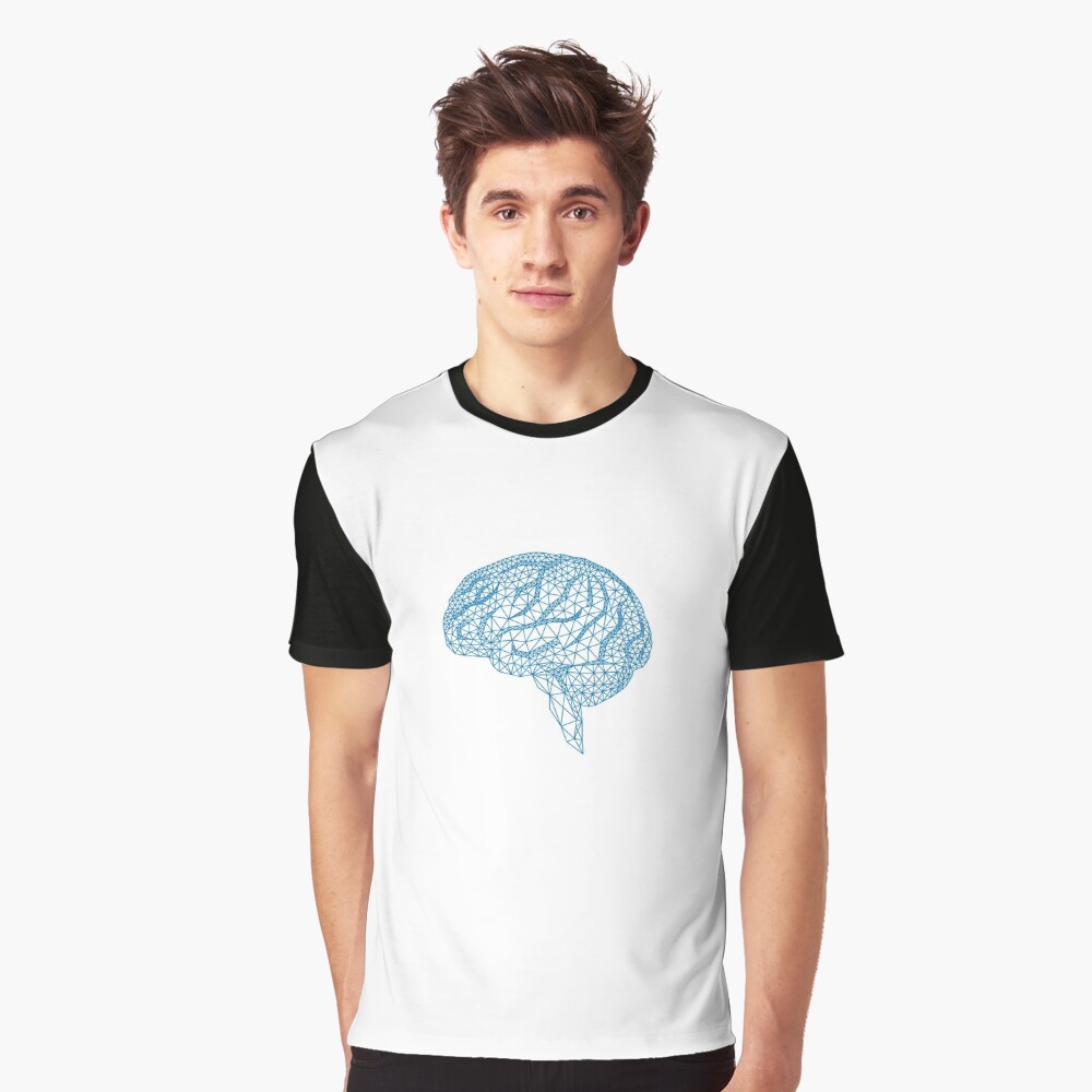 Blaues Menschliches Gehirn Mit Geometrischem Maschenmuster T Shirt Von Beakraus Redbubble