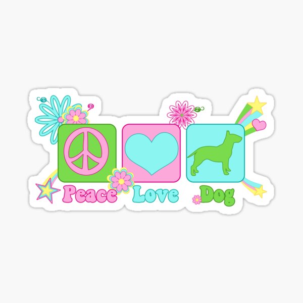 Peace, Love, Bull Terrier Sticker