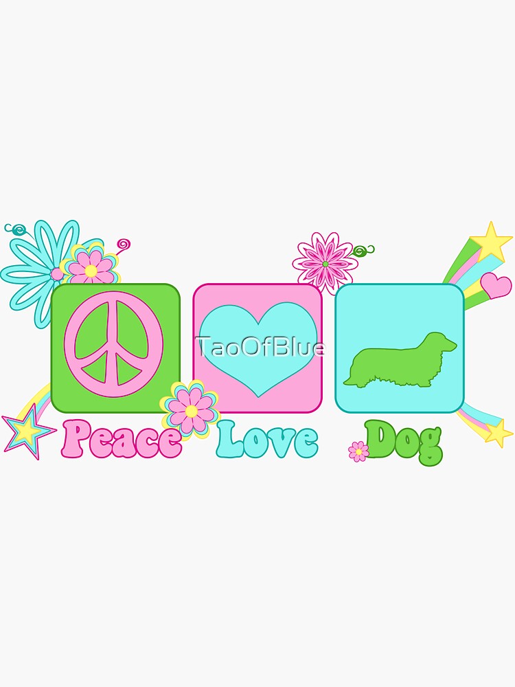 Peace, Love, Dachshund (Long Haired) by TaoOfBlue