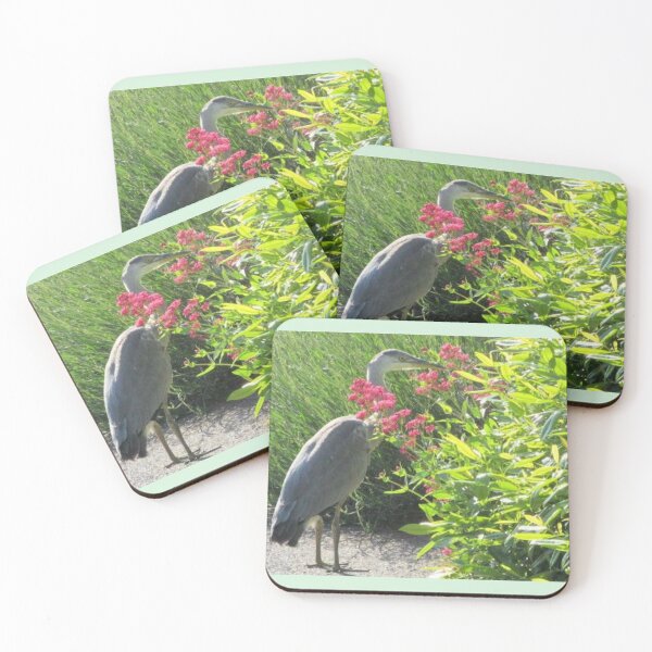 Item preview, Heron admiring the Valerian flowers in Herefordshire designed and sold by GoNatureDesigns.