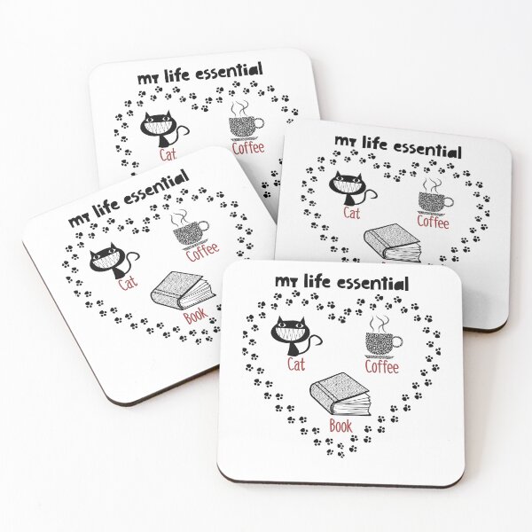 Item preview, my life essential cat , books and coffee designed and sold by Drahmed.