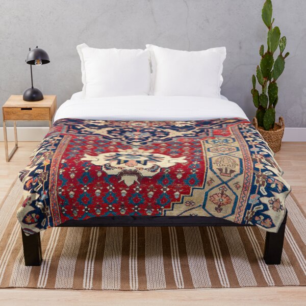Bidjar Wagireh Northwest Persian Sampler Rug Print Throw Blanket