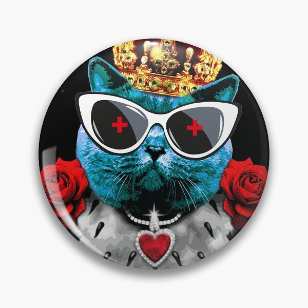 Item preview, 47 Blue Cat King Queen Sunglasses Crown Roses designed and sold by Margarita-Art.