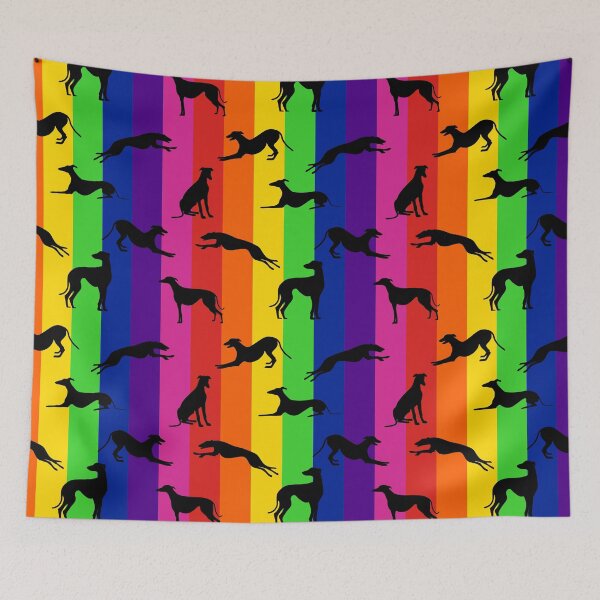 Aperçu de l'œuvre Greyt Greyhound Silhouettes - sur arc-en-ciel créée et vendue par GreytGraphicals.