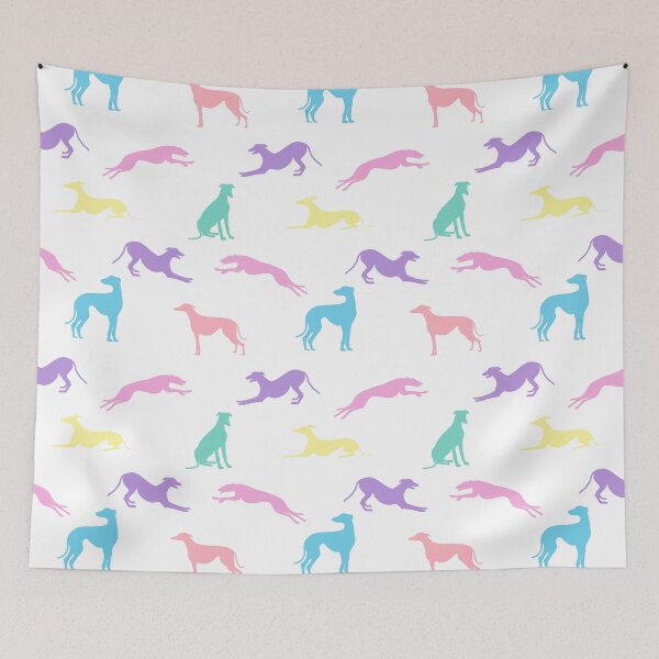 Aperçu de l'œuvre Greyt Greyhound Silhouettes - tons pastel sur blanc créée et vendue par GreytGraphicals.