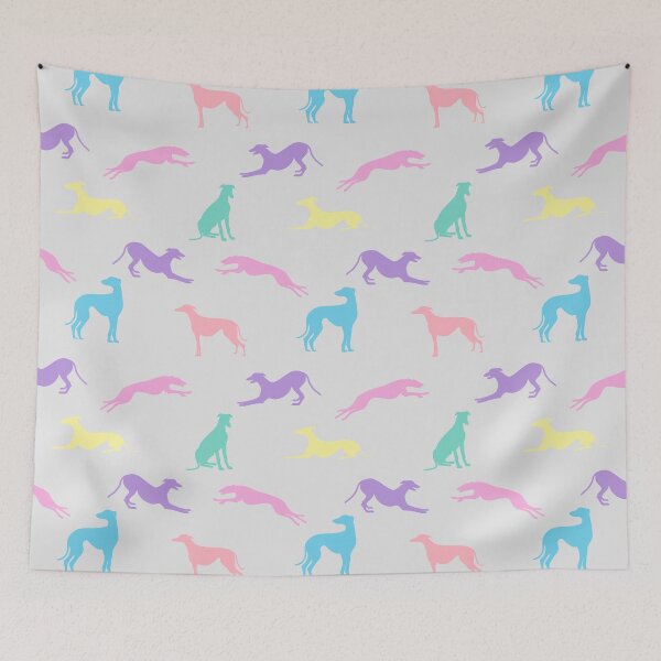 Aperçu de l'œuvre Greyt Greyhound Silhouettes - tons pastel sur gris créée et vendue par GreytGraphicals.