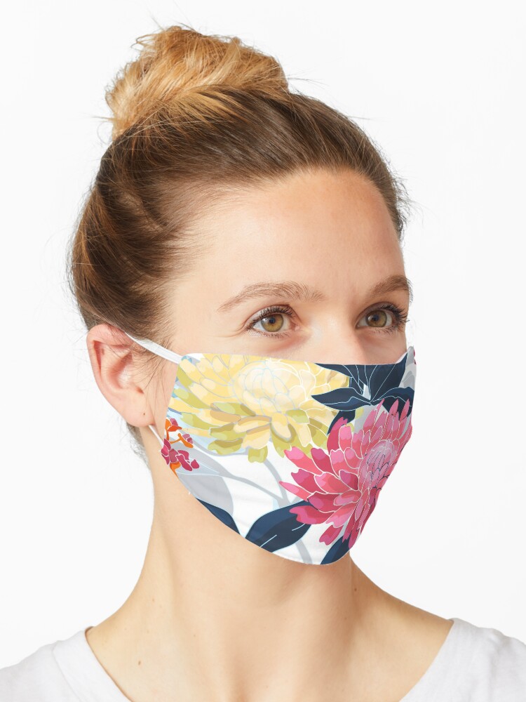 Download Colorful Flower Pattern Face Mask Stress Relief Pink Yellow Blue Floral Pattern Mask By Ayoubo123 Redbubble Yellowimages Mockups