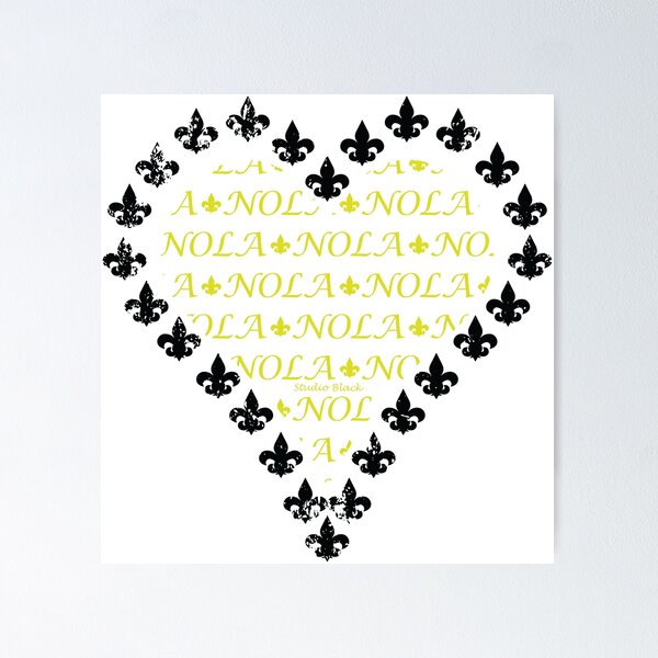 Item preview, Black and Gold NOLA Fleur de Lis Heart designed and sold by StudioBlack.