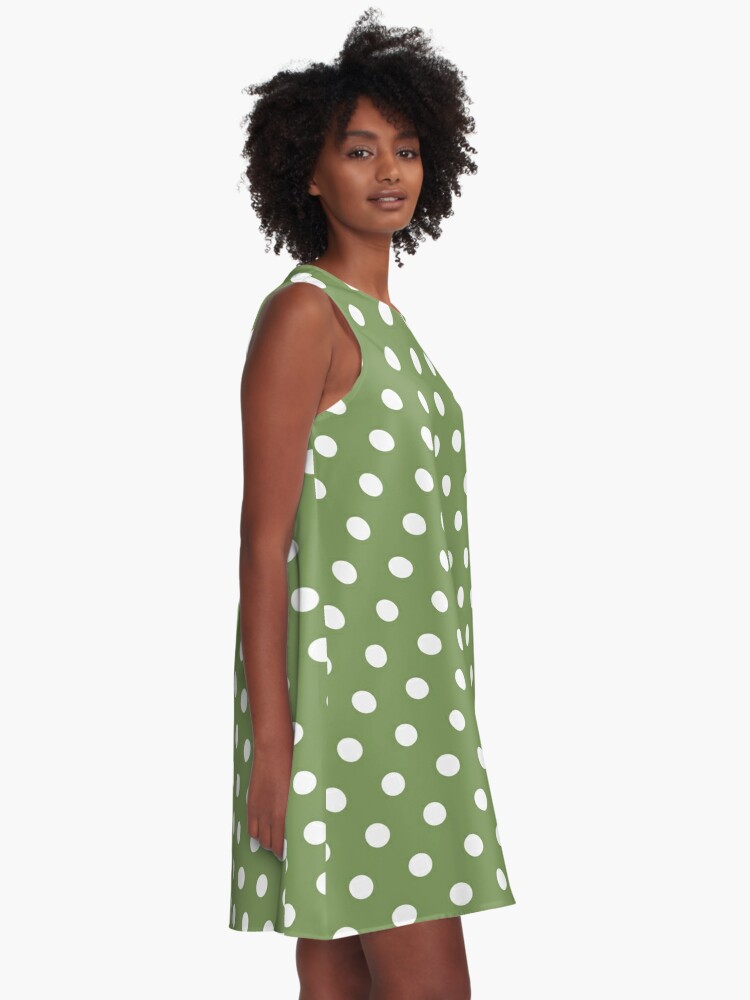 white and green polka dot dress