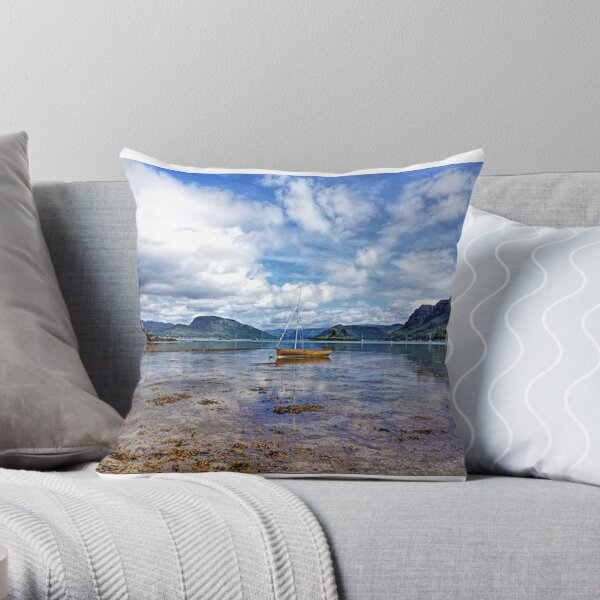 Plockton and Loch Carron, Scottish Highlands Throw Pillow