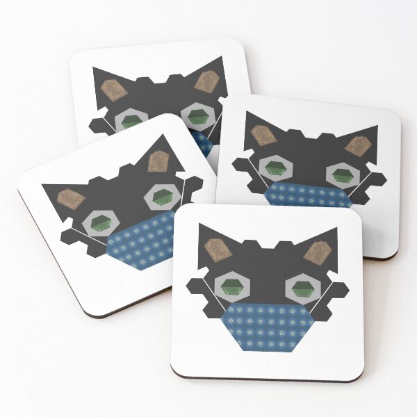 Item preview, Black Cat Wearing Flowers Pattern with a blue background Mask designed and sold by wagnerps.