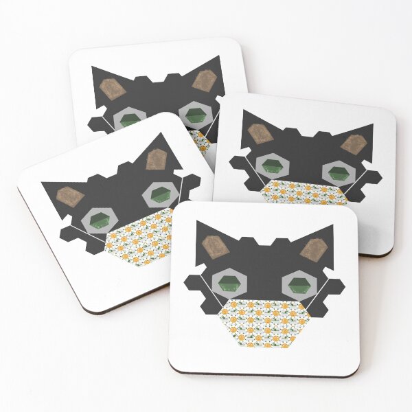 Item preview, Black Cat Wearing Pixel Flower Mask designed and sold by wagnerps.