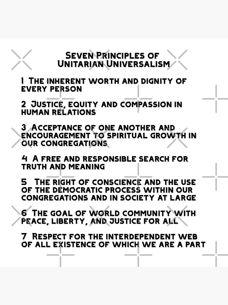  uu seven principles of unitarian universalism in black and white