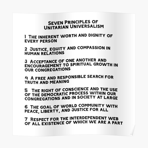  uu seven principles of unitarian universalism in black and white
